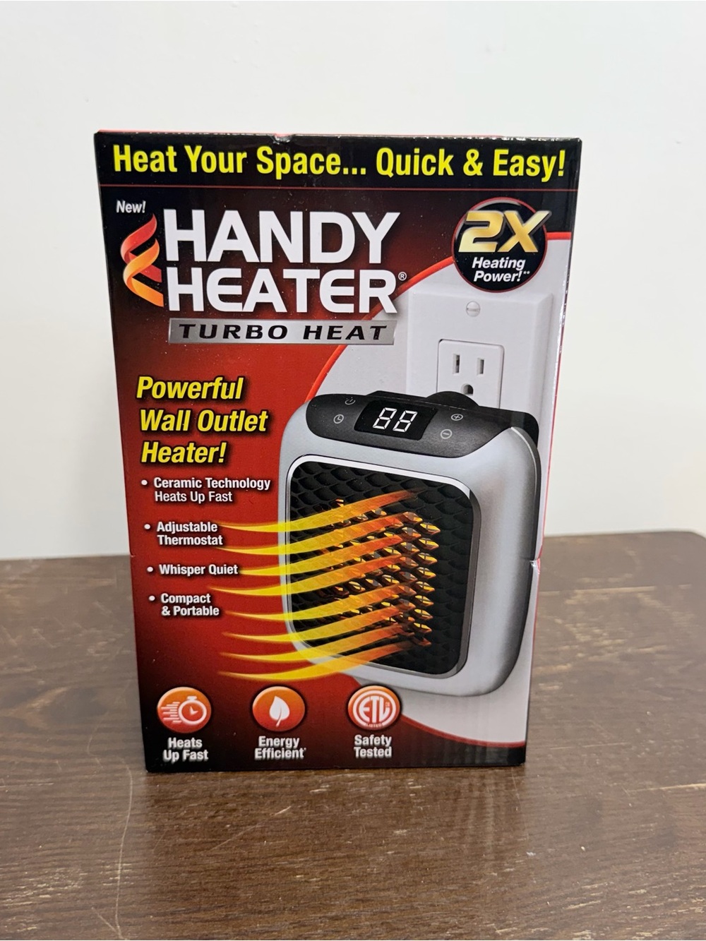 Handy Heater Turbo Heat 800W Plug In Ceramic Space Heater Digital Thermostat